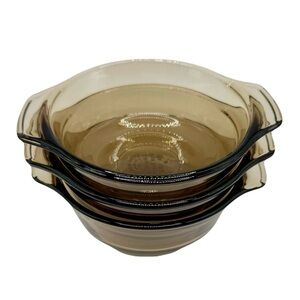 Set Of 3 Lovenware 12oz Casserole Dishes #1072, Smoky Amber Ovenware Bowls EUC